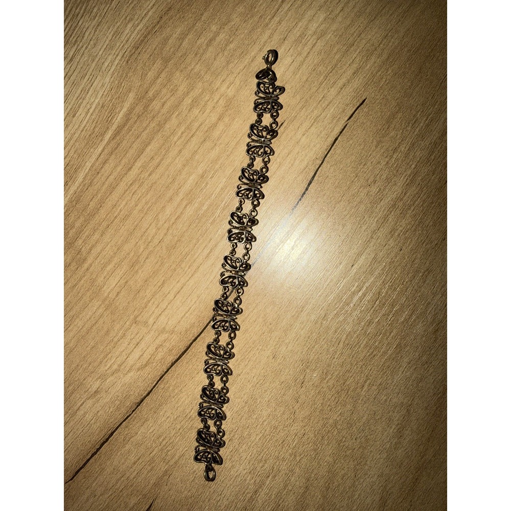 Vintage Sterling Silver Filigree Butterfly Link Bracelet